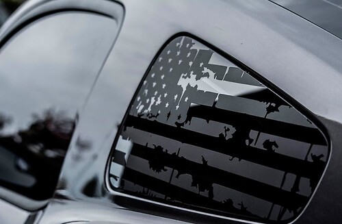 Battered 1/4 Window Flags Vinyl Sticker Decal Ford Mustang 2005