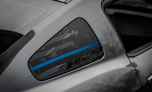 Thin Line 1/4 Window Flag Vinyl Stickers Decals