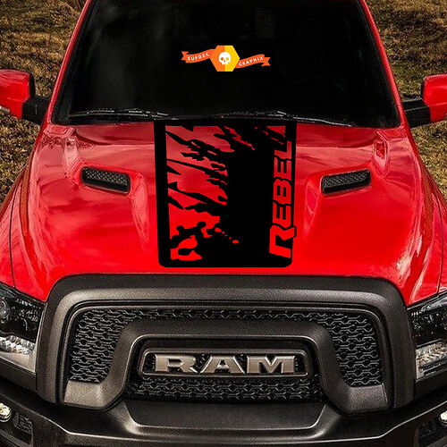 2015-2017 Dodge Ram Rebel Splash Hood Truck Vinyl Sticker Decal Graphic Grunge Splatter