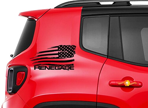 Jeep Renegade Distressed American Flag Graphic Vinyl Decal Sticker Side Chrome