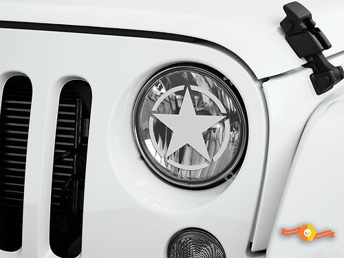 Military Star Jeep Wrangler Rubicon JK JKU TJ Sticker Decal Graphic Headlight Etched Glass Vinyl