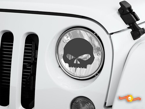 Skull Jeep Wrangler Rubicon JK JKU TJ Sticker Decal Graphic Headlight Etched Glass Vinyl