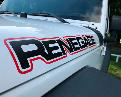 2pcs RENEGADE 2-Colors Hood Side Sticker Decal Fender Graphic JEEP WRANGLER RENEGADE