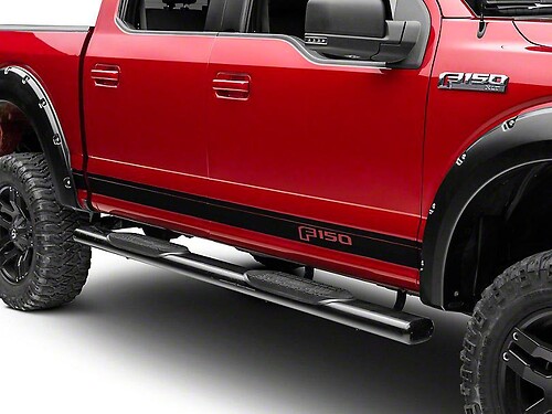 Black Rocker Stripes with F-150 Logo Sticker Decal for Ford F150