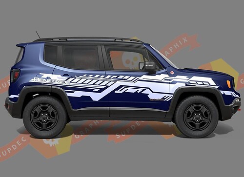 Jeep Renegade Technical Grunge Stripe Sticker Graphic Vinyl Decal Sticker Side