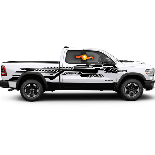 Technical Grunge Modern Dodge Ram Rebel Graphic Stripe Sticker Decal Car Truck Vehicle