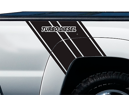 Turbo Diesel Truck Bed Stripes Vinyl Graphic Stickers Decals