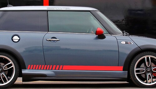 Mini Cooper Rally Turbo 2000-2015 Panel Stickers Decals Side Checkered Rocker Stripes