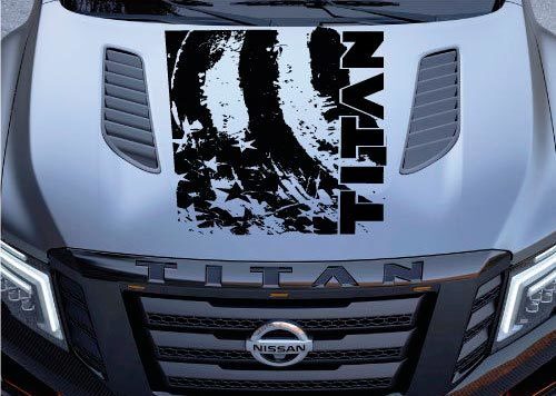 Distressed American Flag Nissan Titan Logo Hood Truck Vinyl Sticker Decal Graphic Pickup