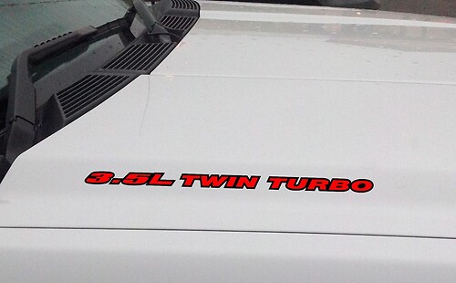3.5L TWIN TURBO Hood Vinyl Decal Sticker: Ford F150 Mustang EcoBoost V6 (Outlin)