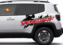 2 Color Hood & Side Jeep Renegade Side Splash Splatter Logo Graphic Vinyl Sticker Decal 2