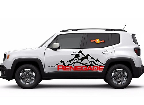 2 Color Jeep Renegade Mountain Logo Door Graphic Vinyl Sticker Decal Side SUV