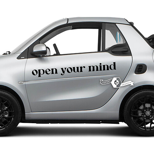 Pair Lettering Open Your Mind. - Smart Car Emblem Logo Vinyl Decal Sticker For Smart
