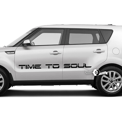 Pair Lettering Time To Soul Emblem Logo Decal Sticker Vinyl  For Kia Soul