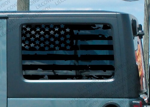 Distressed USA Flag For Window vinyl Sticker Decal Jeep Wrangler JK 2 door
