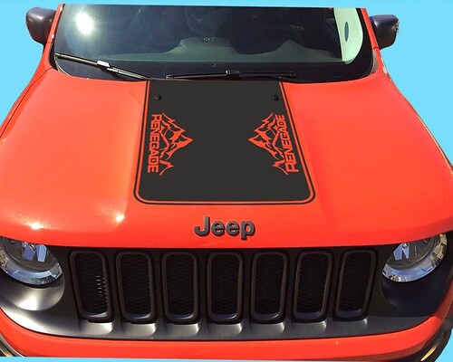 Jeep Renegade 2015, 2016 & 2017 Blackout Vinyl Hood Sticker Decal Mountains style