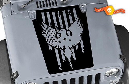 Jeep Wrangler Eagle Blackout vinyl hood Sticker Decal JK JKU 2007-2017