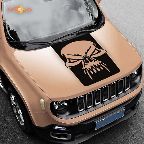 Jeep Renegade Hood Skull Grunge Graphics Vinyl Decal Sticker Side SUV
