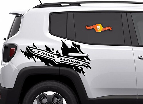 Jeep Renegade Cherokee Trail Hawk TrailHawk Side Splash Logo Graphic Vinyl Sticker Decal