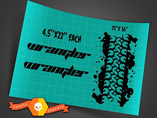 Jeep Wrangler 3 Pc. Blackout Hood Decal Kit #8 - Vinyl Sticker TJ LJ JK
