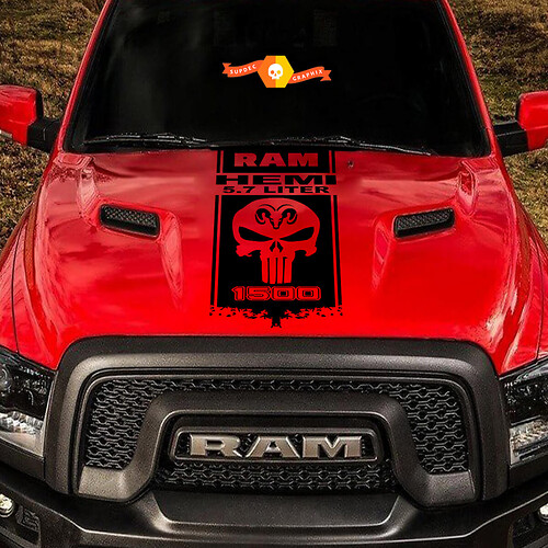 DODGE RAM HEMI 5.7L1500 2500 3500 1x HOOD DECAL graphic vinyl decal sticker logo
