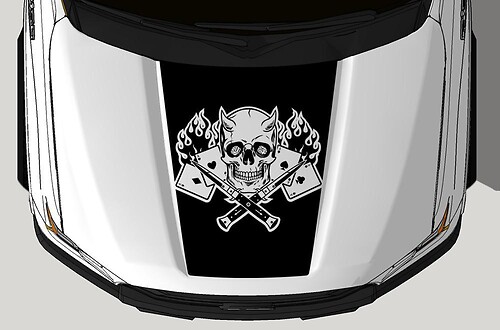 Ford F-150 (2015-2017) Vinyl Hood Sticker Decal Wrap Kit - Gambler Skull