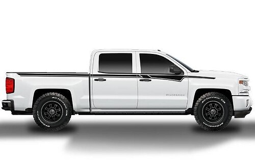 Chevy Silverado (2014-2017) Custom Vinyl Sticker Decal Wrap Kit - Upper Rally Stripe