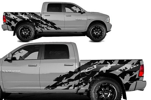 DODGE RAM 1500/2500 (2009-2018) 5.7 BED CUSTOM VINYL Sticker Decal KIT - HALFSIDE SHRED