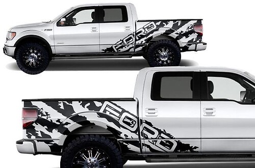Ford F-150 (2009-2014) Supercrew 5.5 Bed Custom Vinyl Sticker Decal Wrap Kit - Ford Shreds