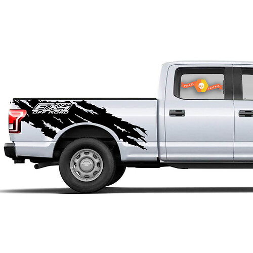 Ford F-150 (2015-2017) Supercab 6.5 Bed Vinil Rear Sticker Decal Wrap Kit - Fx4 Rasgado
