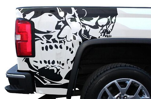 Gmc Sierra 2014-2014 Custom Vinyl Sticker Decal Wrap Kit - Double Skull