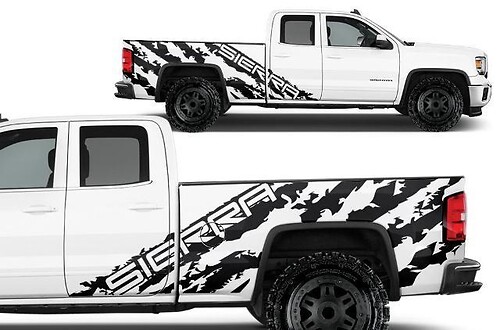 Gmc Sierra (2014-2017) Crew Cab Custom Vinyl Sticker Decal Wrap Kit - Sierra Shred