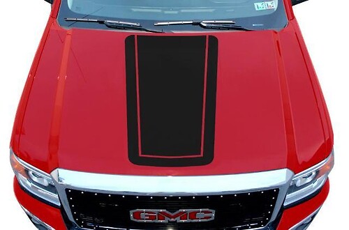 Gmc Sierra (2014-2017) Custom Vinyl Hood Sticker Decal Wrap Kit - Blackout V2