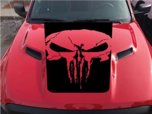 Dodge Ram Punisher Skull Night Edition Hood Truck Vinyl Sticker Decal Chevy Graphic