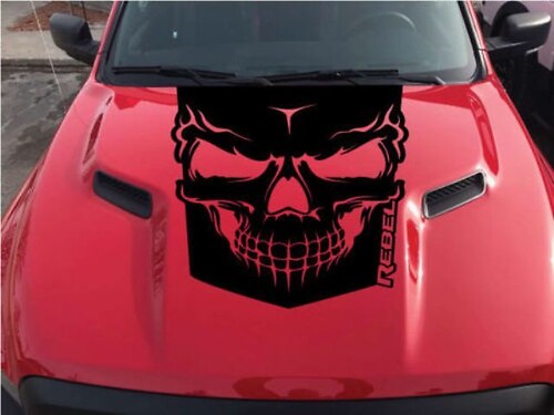 2015-2017 Dodge Ram Rebel Graphic Skull Hood Truck Vinyl Sticker Decal Options Color