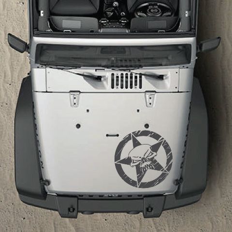Distressed Army Star Graphic Sticker Decal Renegade Side Hood Jeep Vinyl Wrangler Skull