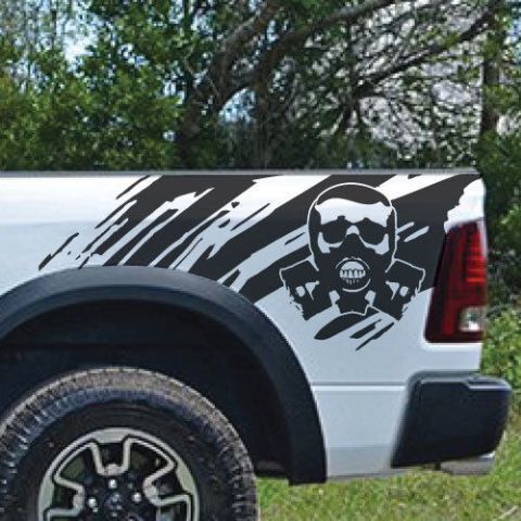 Biohazard Skull Splash Splatter Grunge Pickup Truck Vinyl Sticker Decal bed Graphic Cast