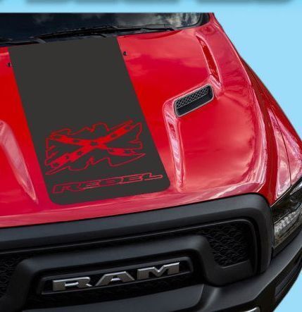 2015-16-17 Dodge Ram Hemi Rebel Hood Truck Sticker Decal Graphic Reb-17