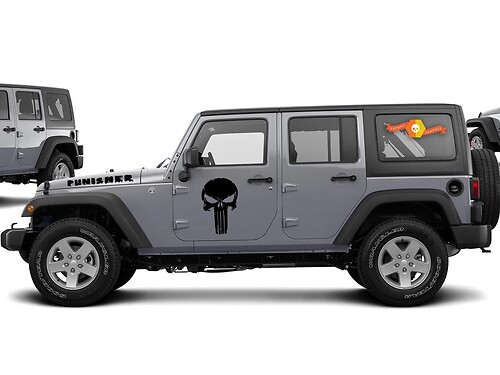 DISTRESSED PUNISHER Sticker Decal for JEEP Wrangler Doors and Hood