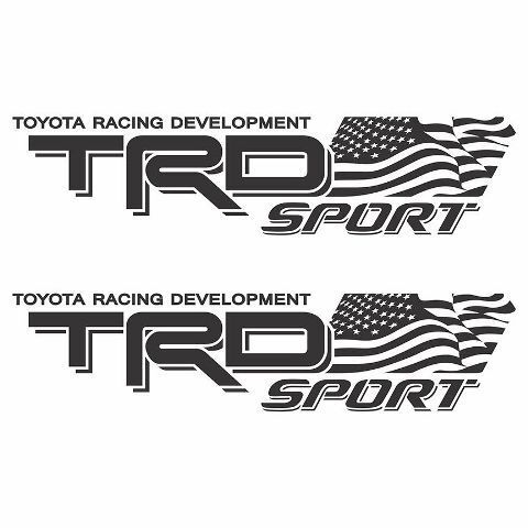 Toyota TRD sport Racing Tacoma Tundra 2 Flag US Decal Vinyl Pair Sticker Truck j

