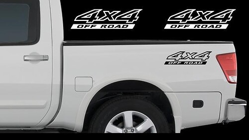 2X Nissan Titan 4x4 Off Road Truck Bed Decal Set Emblem Vinyl Stickers
