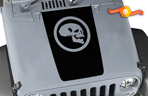 Skull Hood Blackout Vinyl Decal Sticker fits: Jeep Wrangler JK TJ YJ
