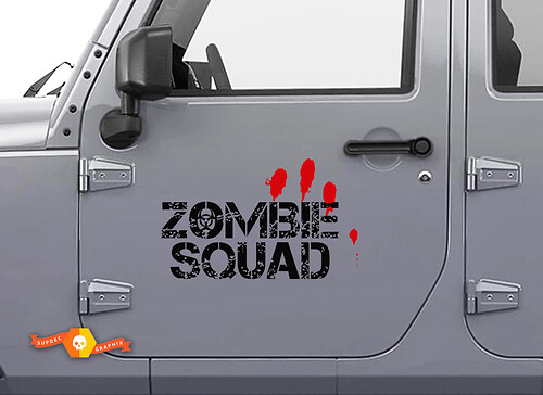 Pair Zombie Squad Outbreak Response Jeep Blood Door Sticker Decal Vehicle Truck Car Vinyl 