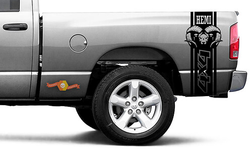 2x BED STRIPES Sticker Decal Ram 1500 Crew Cab Big Horn 2500HD R/T Sport 5.7 LT 4x4 HEMI