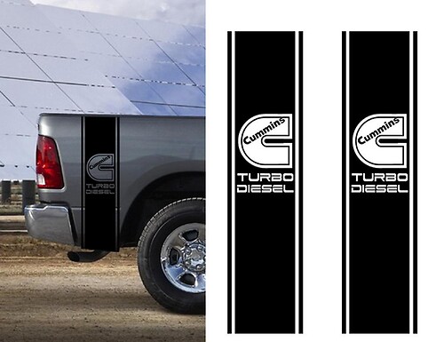 2x DECALS FOR Ram Truck CUMMINS TURBO DIESEL Bed 2 STRIPE KIT Vinyl Sticker
