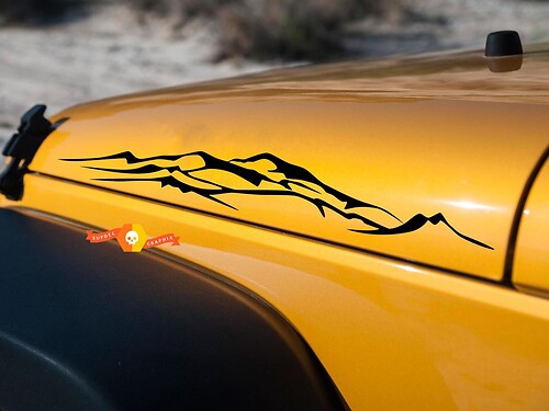 2pcs MOUNTAIN Hood Side Sticker Decal Graphic JEEP WRANGLER RUBICON SAHARA n2