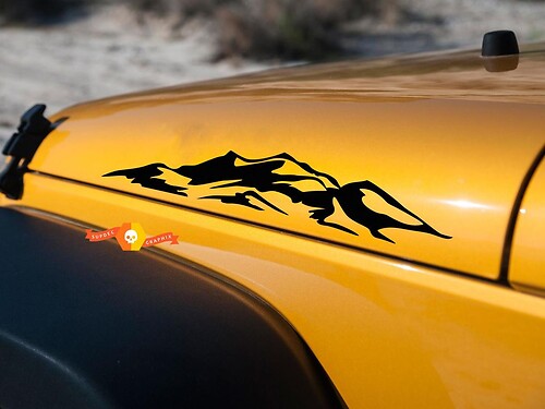 2pcs MOUNTAIN Hood Side Sticker Decal Graphic JEEP WRANGLER RUBICON SAHARA n3