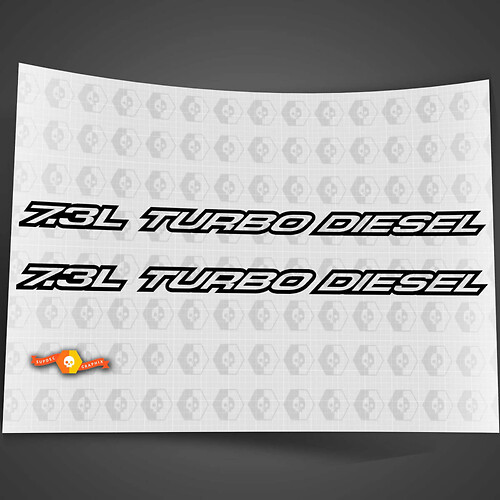 7.3L Turbo Diesel Outline Series Fits F-250, F-350 Vinyl Hood Sticker Decals