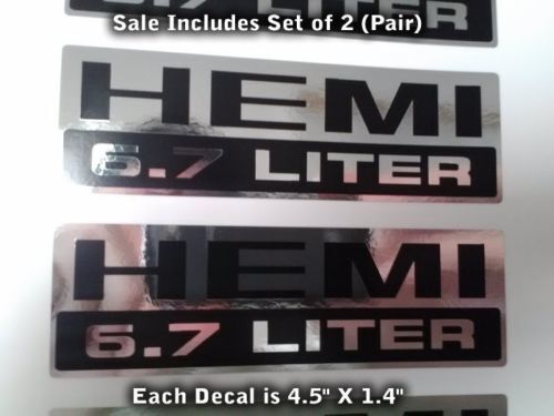 Hemi Stickers Decals 6.7 Liter Chrome Black Set X2 PAIR Stroker Diesel, NICE!