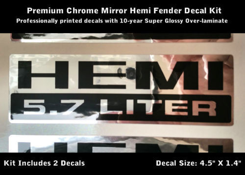  Hemi Decals 5.7 Liter Chrome Black Pair Sticker Graphic 0079